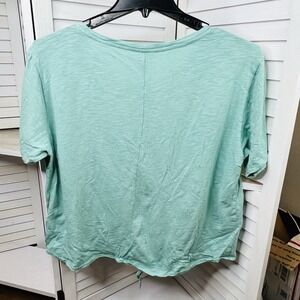 Charter Club Women's XL Green‎ Tie-Front Slub Knit Short Sleeve Top Short